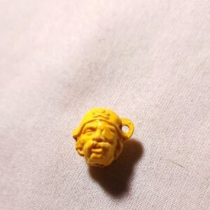 Vintage Yellow Pirate With Rye Patch Hard Plastic Charm Necklace